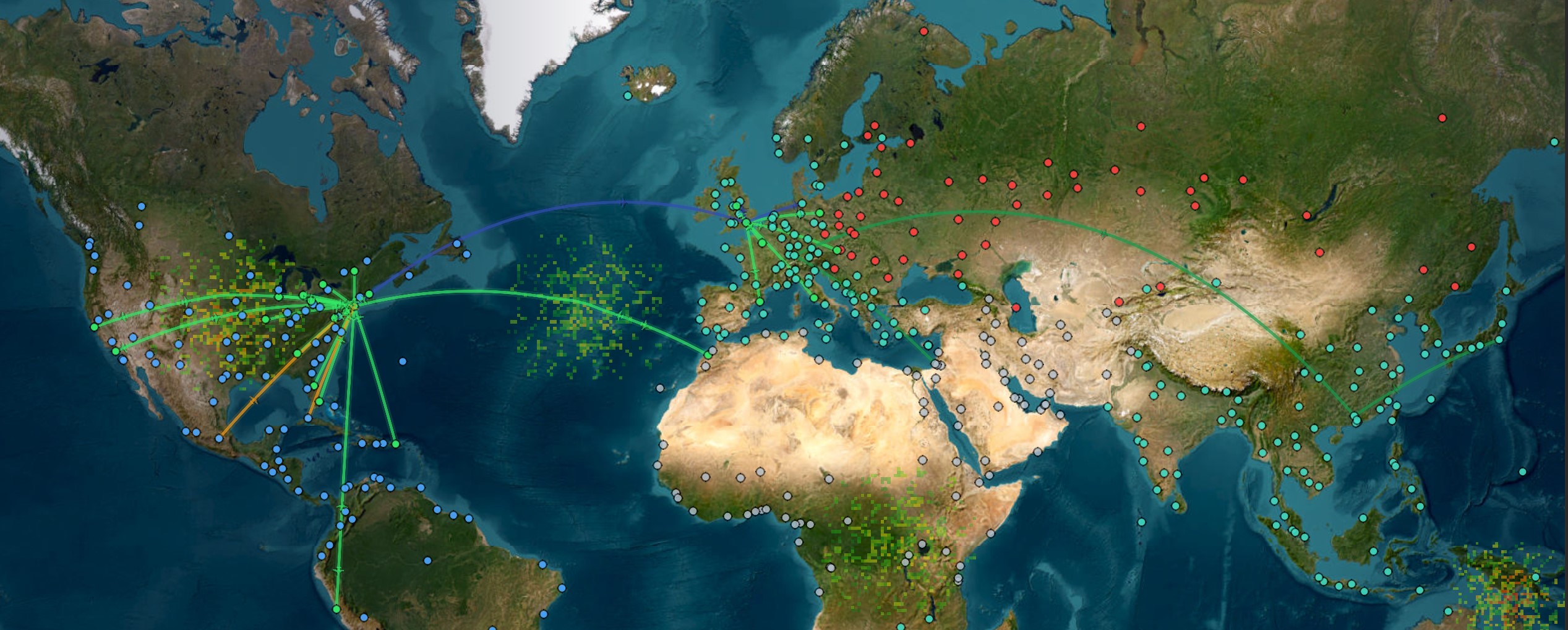 The world map showing the dramatically expanded 496-city network