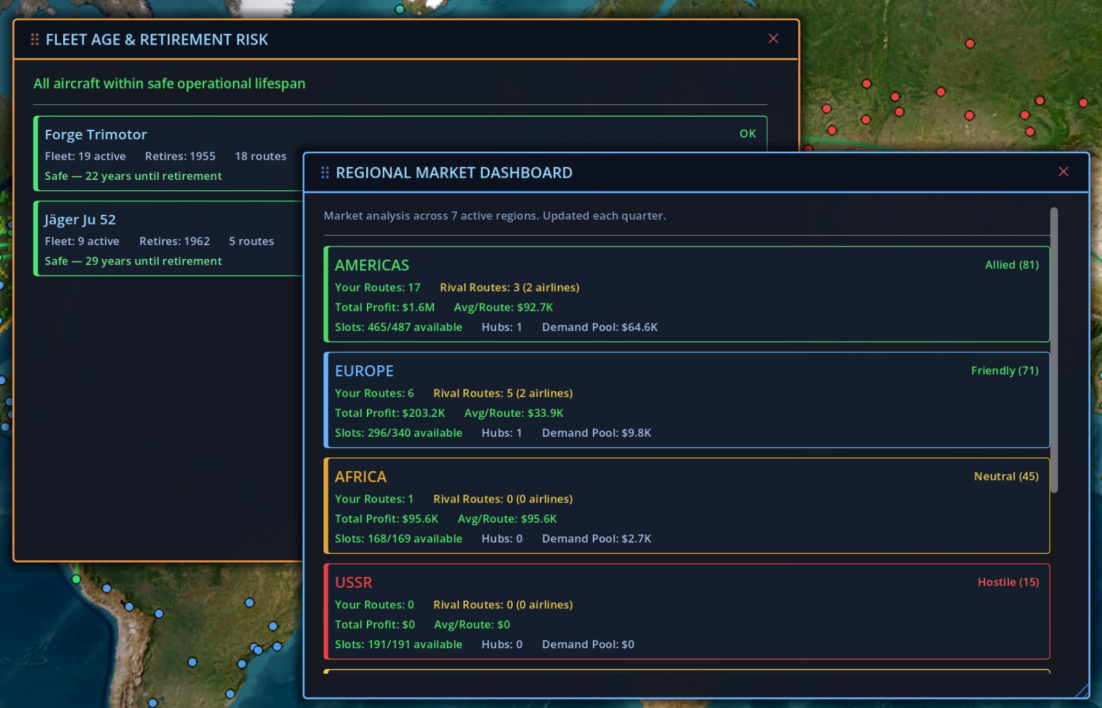 Strategic intelligence dashboards showing fleet risk and market analysis